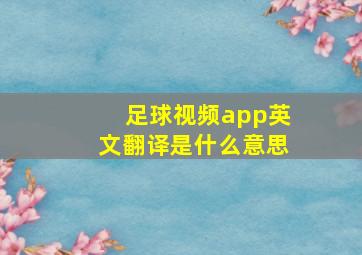 足球视频app英文翻译是什么意思