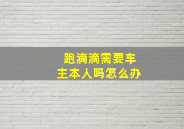 跑滴滴需要车主本人吗怎么办