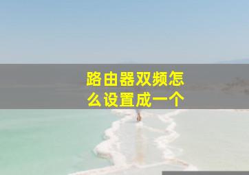 路由器双频怎么设置成一个