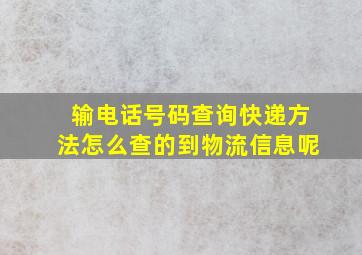 输电话号码查询快递方法怎么查的到物流信息呢