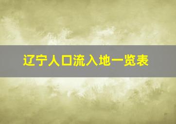 辽宁人口流入地一览表