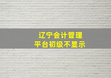 辽宁会计管理平台初级不显示