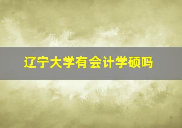 辽宁大学有会计学硕吗