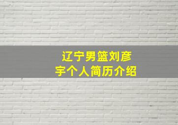 辽宁男篮刘彦宇个人简历介绍