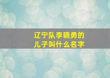 辽宁队李晓勇的儿子叫什么名字