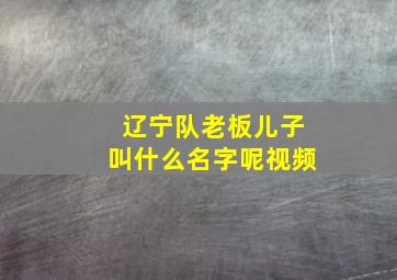 辽宁队老板儿子叫什么名字呢视频