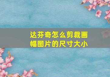 达芬奇怎么剪裁画幅图片的尺寸大小