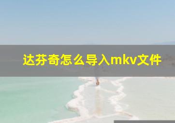 达芬奇怎么导入mkv文件