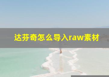 达芬奇怎么导入raw素材