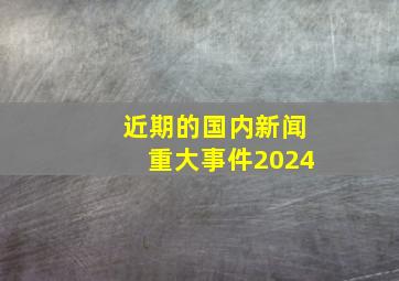 近期的国内新闻重大事件2024