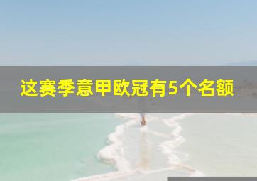 这赛季意甲欧冠有5个名额