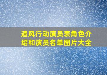 追风行动演员表角色介绍和演员名单图片大全