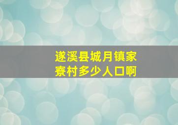 遂溪县城月镇家寮村多少人口啊