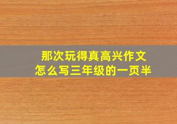 那次玩得真高兴作文怎么写三年级的一页半