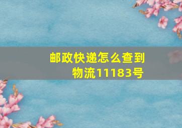 邮政快递怎么查到物流11183号