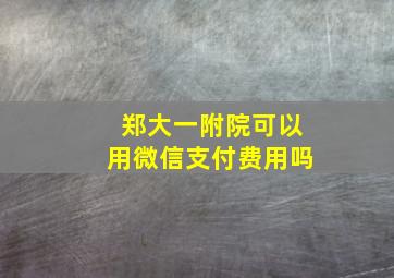 郑大一附院可以用微信支付费用吗