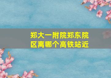 郑大一附院郑东院区离哪个高铁站近