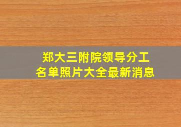 郑大三附院领导分工名单照片大全最新消息