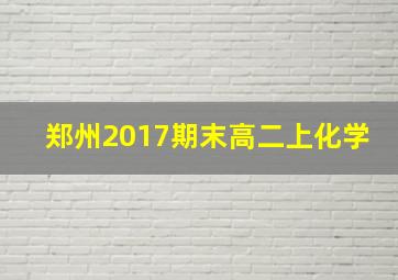 郑州2017期末高二上化学