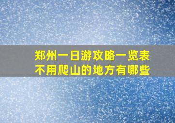 郑州一日游攻略一览表不用爬山的地方有哪些