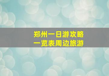 郑州一日游攻略一览表周边旅游