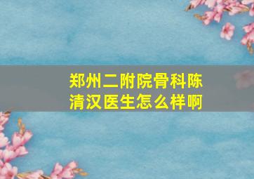 郑州二附院骨科陈清汉医生怎么样啊