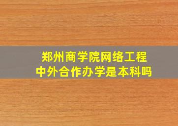 郑州商学院网络工程中外合作办学是本科吗