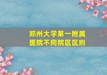 郑州大学第一附属医院不同院区区别