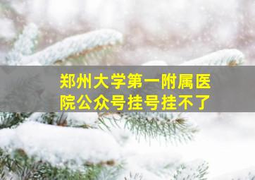 郑州大学第一附属医院公众号挂号挂不了