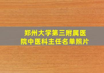 郑州大学第三附属医院中医科主任名单照片