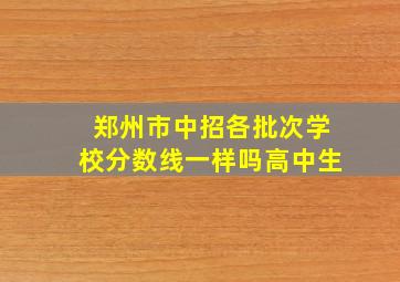 郑州市中招各批次学校分数线一样吗高中生