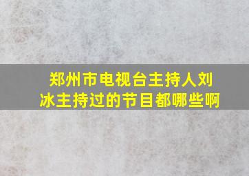 郑州市电视台主持人刘冰主持过的节目都哪些啊