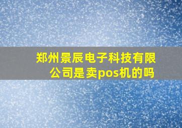 郑州景辰电子科技有限公司是卖pos机的吗