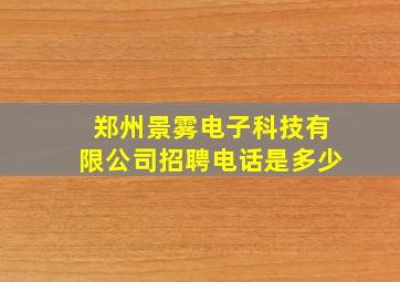 郑州景雾电子科技有限公司招聘电话是多少