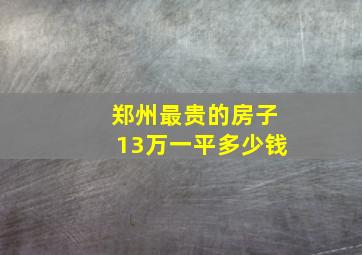 郑州最贵的房子13万一平多少钱