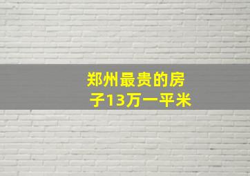 郑州最贵的房子13万一平米