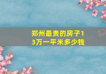 郑州最贵的房子13万一平米多少钱