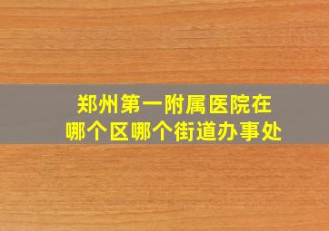 郑州第一附属医院在哪个区哪个街道办事处