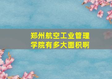 郑州航空工业管理学院有多大面积啊