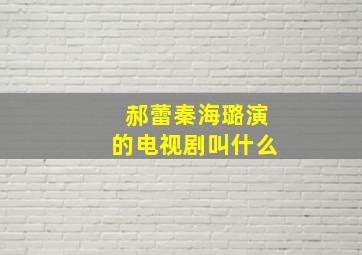 郝蕾秦海璐演的电视剧叫什么