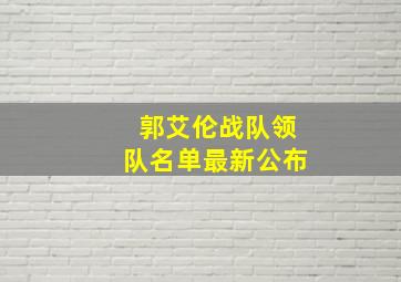 郭艾伦战队领队名单最新公布