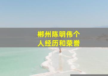 郴州陈明伟个人经历和荣誉