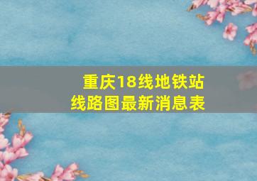 重庆18线地铁站线路图最新消息表