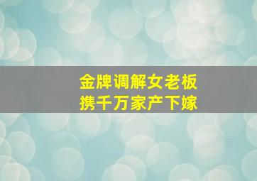 金牌调解女老板携千万家产下嫁