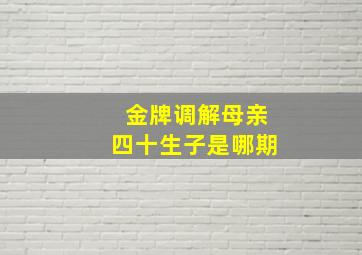 金牌调解母亲四十生子是哪期