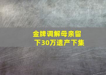 金牌调解母亲留下30万遗产下集