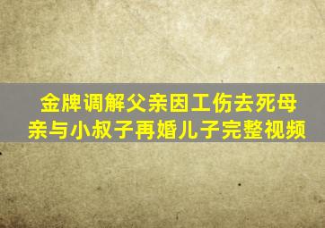 金牌调解父亲因工伤去死母亲与小叔子再婚儿子完整视频