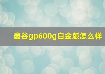 鑫谷gp600g白金版怎么样