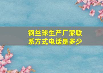 钢丝球生产厂家联系方式电话是多少