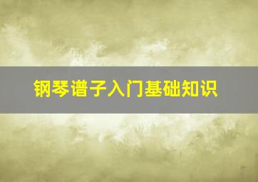 钢琴谱子入门基础知识